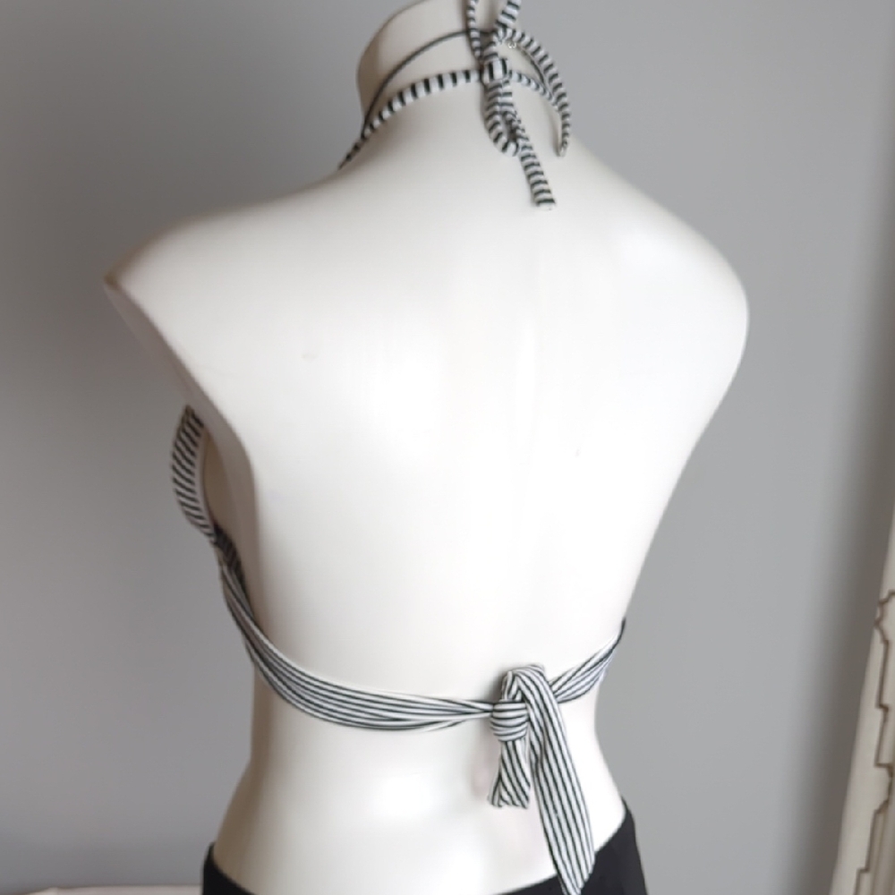 Victoria's Secret Black and White Striped Bikini Small - Picture 4 of 12